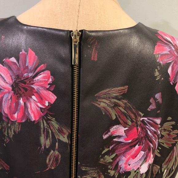 Calvin Klein Faux Leather Floral Dress - Picture 6 of 8